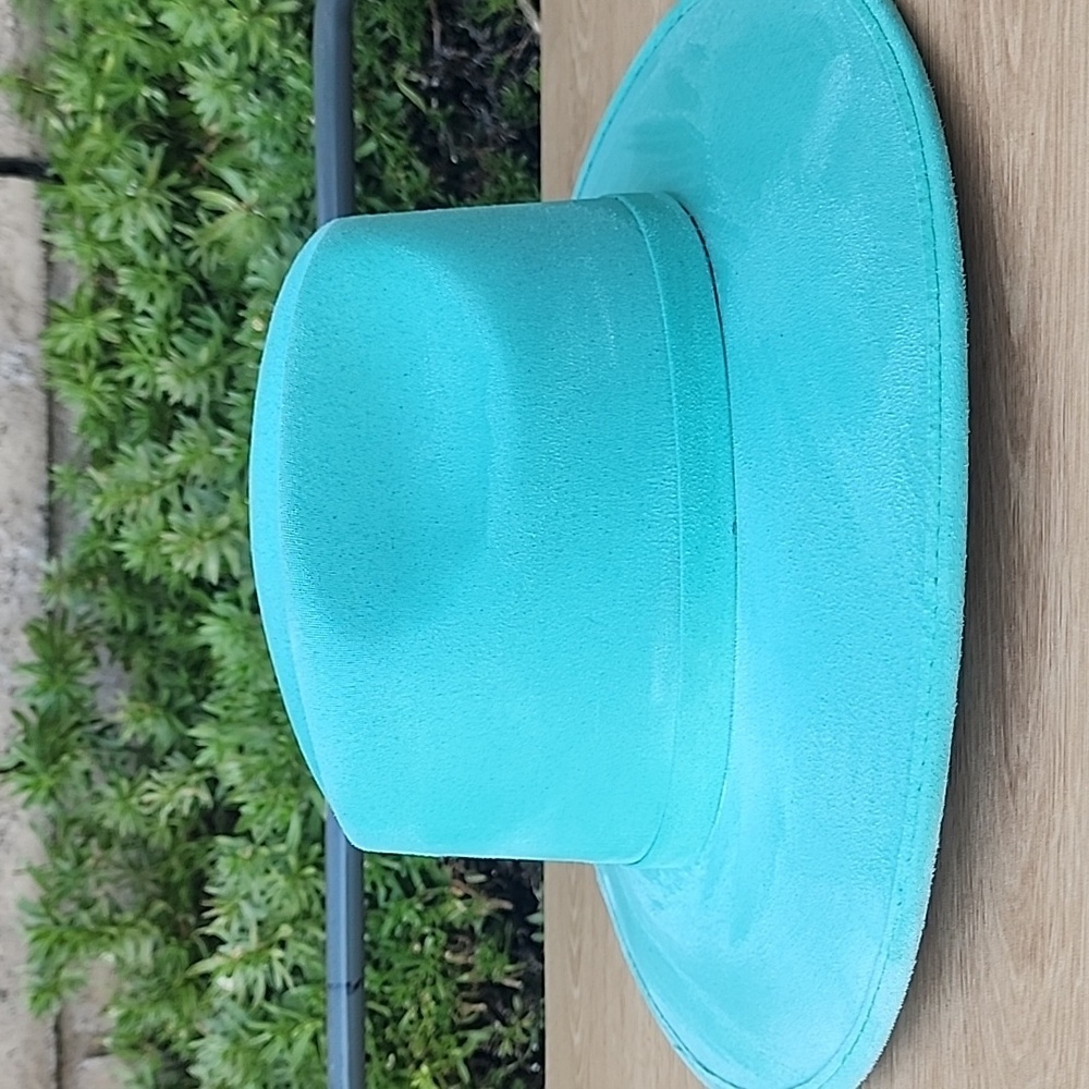 Royal Road Trading Company Teal Wide-Brim Suede Hat - Picture 4 of 7